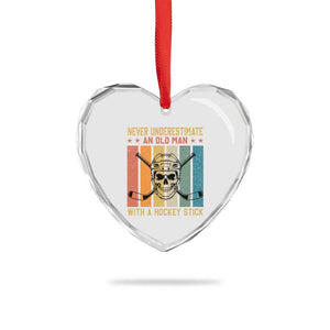 Retro Ice Hockey Player Heart Crystal Glass Ornament Funny Never Underestimate An Old Man TS12 Print Your Wear