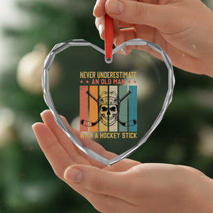 Retro Ice Hockey Player Heart Crystal Glass Ornament Funny Never Underestimate An Old Man TS12 Print Your Wear