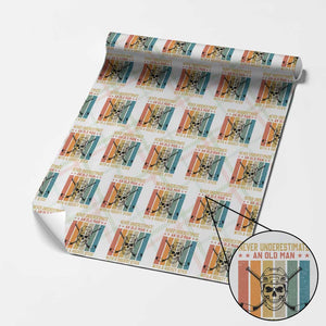 Retro Ice Hockey Player Wrapping Paper Roll Funny Never Underestimate An Old Man TS12 Christmas Plaid Print Your Wear