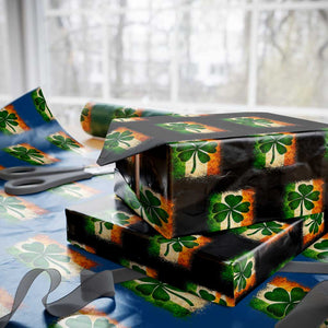 Retro Ireland Shamrock Irish Flag St Patricks Day Wrapping Paper Roll TS14 Black Print Your Wear
