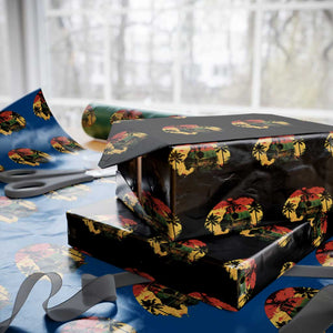 Retro Jamaican Lion Sunset Wrapping Paper Roll Rasta Colors Music and Island Vibes Graphic TS02 Black Print Your Wear