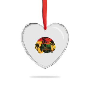 Retro Jamaican Lion Sunset Heart Crystal Glass Ornament Rasta Colors Music and Island Vibes Graphic TS02 Print Your Wear