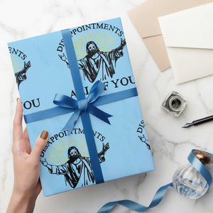 Retro Jesus Meme Wrapping Paper Roll Disappointments All Of You TS10 Light Blue Print Your Wear