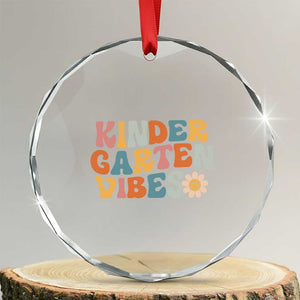Retro Kindergarten Vibes Crystal Glass Ornament Cute Kinder Crew First Day of School
