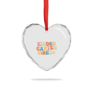 Retro Kindergarten Vibes Heart Crystal Glass Ornament Cute Kinder Crew First Day of School