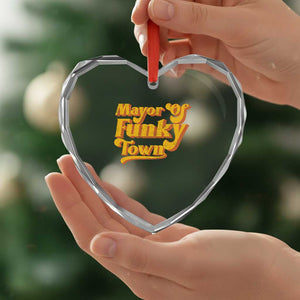 Retro Mayor of Funky Town Heart Crystal Glass Ornament Funny Vintage 70s Disco Party TS10 Print Your Wear