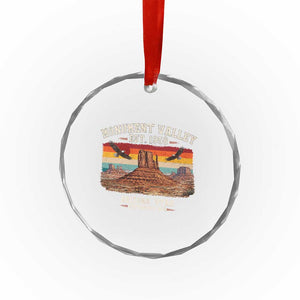 Retro Monument Valley Arizona Utah Sunset Established 1958 Crystal Glass Ornament Southwest Desert Eagle Road Trip Nature Souvenir