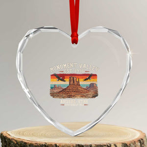 Retro Monument Valley Arizona Utah Sunset Established 1958 Heart Crystal Glass Ornament Southwest Desert Eagle Road Trip Nature Souvenir