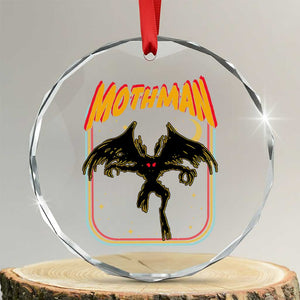 Retro Mothman Crystal Glass Ornament Vintage Comicbook Style Cryptid Lore Cryptozoology TS10 Transparent Glass 3'' Circle Print Your Wear
