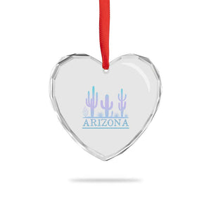 Retro Neon Silhouette Cactus Arizona Graphic Heart Crystal Glass Ornament Modern Southwest Desert Aesthetic Travel Souvenir