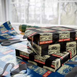 Retro Nihilist Penguin But Why Meme Wrapping Paper Roll Distressed Existential Moody Vintage Quiet Thinkers TS02 Black Print Your Wear