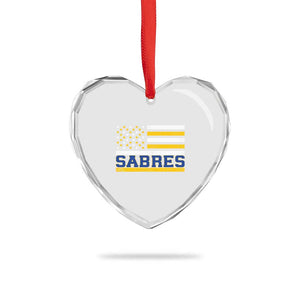 Retro Patriotic Sabres Name Pride American Flag Heart Crystal Glass Ornament Distressed Sports Fan Graphic TS02 Print Your Wear