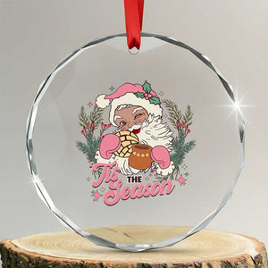 Retro Pink Santa Crystal Glass Ornament Tis The Season Feliz Navidad Latin America Mexican Christmas TS02 Transparent Glass 3'' Circle Print Your Wear