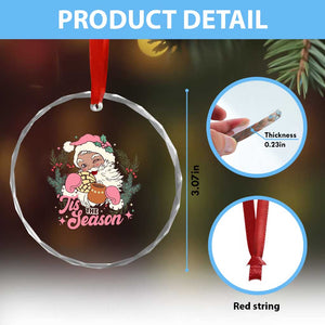 Retro Pink Santa Crystal Glass Ornament Tis The Season Feliz Navidad Latin America Mexican Christmas TS02 Print Your Wear
