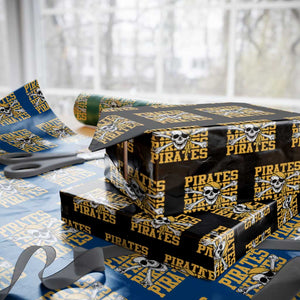 Retro Pirates Wrapping Paper Roll Vintage Retro Skull Crossbones Baseball Fans TS10 Black Print Your Wear