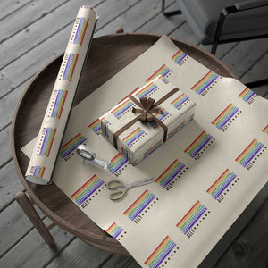 Retro Rainbow Ally Distressed Stripes Graphic Wrapping Paper Roll LGBTQ Support Pride Month