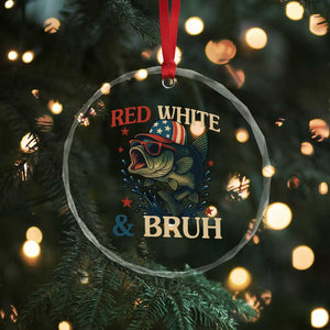 Retro Red White And Bruh Fishing Crystal Glass Ornament Funny Patriotic Bass 4th Of July TS02 Print Your Wear