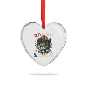 Retro Red White And Bruh Fishing Heart Crystal Glass Ornament Funny Patriotic Bass 4th Of July TS02 Print Your Wear