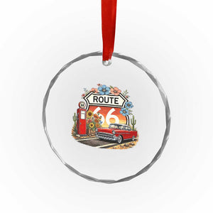 Retro Route Highway 66 Crystal Glass Ornament Boho Wildflower Americana Floral TS12 Print Your Wear