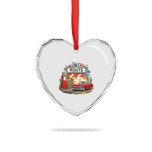 Retro Route Highway 66 Heart Crystal Glass Ornament Boho Wildflower Americana Floral TS12 Print Your Wear