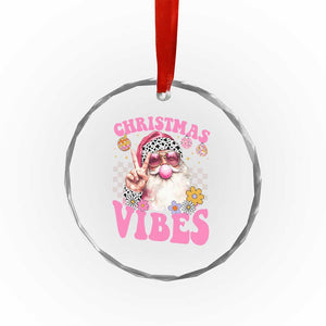Retro Santa Crystal Glass Ornament Pink Xmas Vibes Groovy Santa Claus Womens Kids Girls Gifts TS10 Print Your Wear
