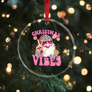 Retro Santa Crystal Glass Ornament Pink Xmas Vibes Groovy Santa Claus Womens Kids Girls Gifts TS10 Print Your Wear