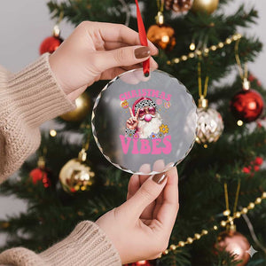 Retro Santa Crystal Glass Ornament Pink Xmas Vibes Groovy Santa Claus Womens Kids Girls Gifts TS10 Print Your Wear