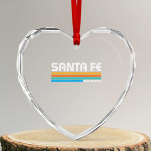 Retro Santa Fe New Mexico Distressed Souvenir Heart Crystal Glass Ornament