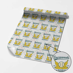 Retro Savannah Baseball Est. 2016 Wrapping Paper Roll Funny Banana and Ball Vintage Sports TS02 Christmas Plaid Print Your Wear