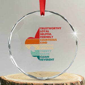 Retro Scout Law Values Crystal Glass Ornament Vintage Fleur-de-Lis TS02 Transparent Glass 3'' Circle Print Your Wear