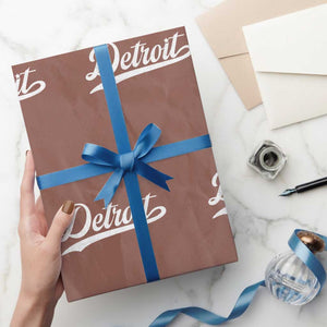 Retro Script DFL Wrapping Paper Roll Vintage Sports Team Name LF TS10 Mocha Print Your Wear