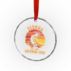 Retro Sedona Arizona Dancing Kokopelli Crystal Glass Ornament Southwest Native Symbol Desert Heritage Established 1902