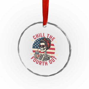 Retro Skeleton 4th of July Crystal Glass Ornament Chill The Fourth Out Funny Patriotic American Flag TS02 Print Your Wear