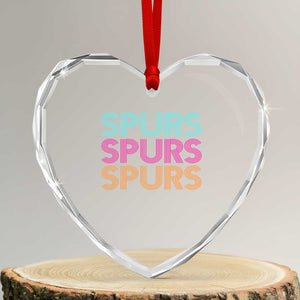 Retro Spurs Name Heart Crystal Glass Ornament Vintage Sports Fan Gift
