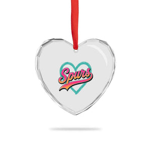 Retro Spurs Nickname Heart Crystal Glass Ornament Vintage Hoops Fan Gift