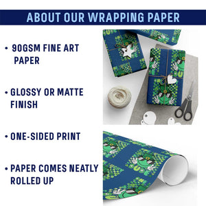 Retro St Patrick's Day Wrapping Paper Roll One Lucky Dude Green Checkered Heart Groovy TS02 Print Your Wear