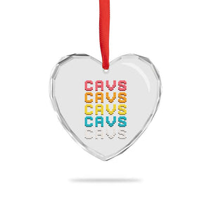 Retro Stacked Block Cavs Name Colorful Toy Brick Heart Crystal Glass Ornament for Sports Fan