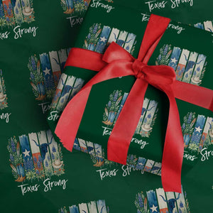 Retro Strong Texas Wrapping Paper Roll Bluebonnets Longhorn Cowboy Western Pride TS02 Green Print Your Wear