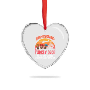 Retro Thanksgiving Turkey Drop Heart Crystal Glass Ornament Parachuting Turkeys Funny 70s Parody TS02 Print Your Wear