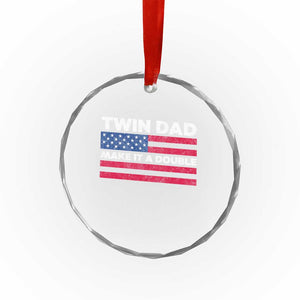 Retro Twin Dad Crystal Glass Ornament Make It A Double US Flag Fathers Day TS10 Print Your Wear