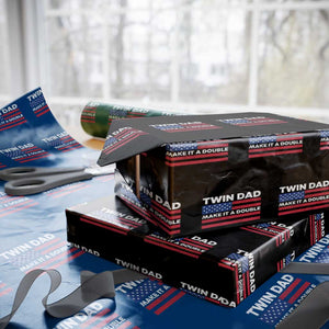Retro Twin Dad Wrapping Paper Roll Make It A Double US Flag Fathers Day TS10 Black Print Your Wear