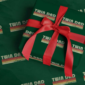 Retro Twin Dad Wrapping Paper Roll Make It A Double Vintage Cool 70s 80s Style Sunset TS10 Green Print Your Wear