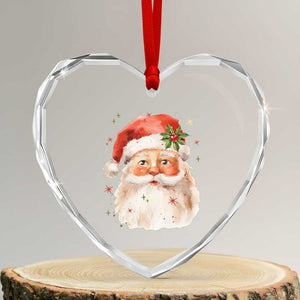 Retro Vintage Christmas Santa Claus Face Xmas Old Fashioned Heart Crystal Glass Ornament TS02 Transparent Glass 3'' Heart Print Your Wear