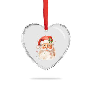 Retro Vintage Christmas Santa Claus Face Xmas Old Fashioned Heart Crystal Glass Ornament TS02 Print Your Wear