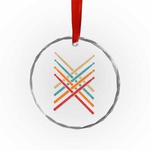 Retro Vintage Drummer Crystal Glass Ornament 70s 80s Distressed Drum Sticks TS10 Print Your Wear
