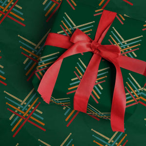 Retro Vintage Drummer Wrapping Paper Roll 70s 80s Distressed Drum Sticks TS10 Green Print Your Wear