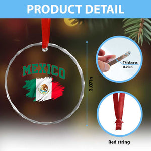 Retro Vintage Mexico Flag Crystal Glass Ornament Mexican Pride Gift