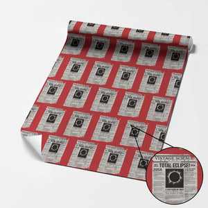 Retro Vintage Science Magazine Total Solar Eclipse 2024 Wrapping Paper Roll Historic Totality Astronomy Geek Memorabilia TS02 Red Print Your Wear
