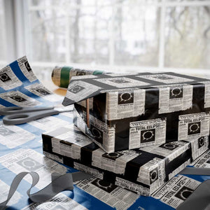 Retro Vintage Science Magazine Total Solar Eclipse 2024 Wrapping Paper Roll Historic Totality Astronomy Geek Memorabilia TS02 Black Print Your Wear