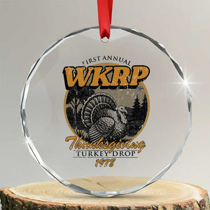 Retro WKRP Thanksgiving Turkey Drop 1978 Crystal Glass Ornament Distressed Vintage Holiday TS02 Transparent Glass 3'' Circle Print Your Wear